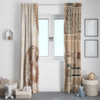 Samoa Siapo Elegant Window Curtain Hibiscus Beige Motifs LT05 - Polynesian Pride