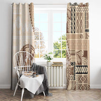 Samoa Siapo Elegant Window Curtain Hibiscus Beige Motifs LT05 - Polynesian Pride