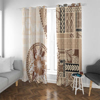 Samoa Siapo Elegant Window Curtain Hibiscus Beige Motifs LT05 With Grommets Beige - Polynesian Pride