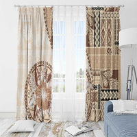 Samoa Siapo Elegant Window Curtain Hibiscus Beige Motifs LT05 - Polynesian Pride