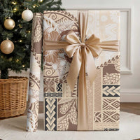 Samoa Siapo Elegant Wrapping Paper Hibiscus Beige Motifs - Polynesian Pride
