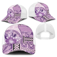 Samoa Siapo Elegant Baseball Net Cap Hibiscus Violet Motifs - Polynesian Pride