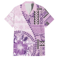 Samoa Siapo Elegant Family Matching Summer Maxi Dress and Hawaiian Shirt Hibiscus Violet Motifs - Polynesian Pride