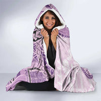 Samoa Siapo Elegant Hooded Blanket Hibiscus Violet Motifs - Polynesian Pride