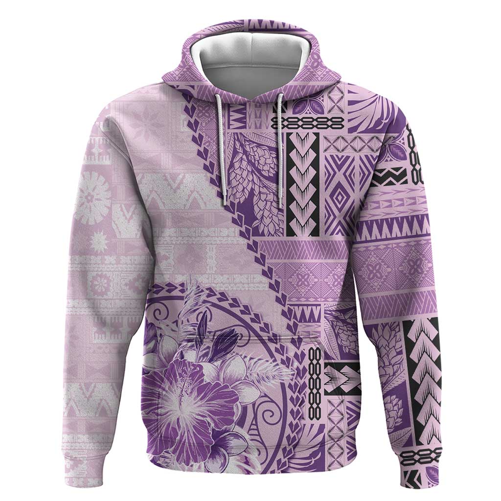 Samoa Siapo Elegant Hoodie Hibiscus Violet Motifs - Polynesian Pride