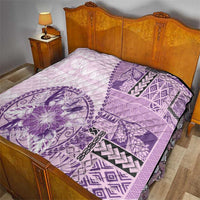 Samoa Siapo Elegant Quilt Hibiscus Violet Motifs - Polynesian Pride