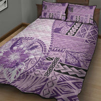 Samoa Siapo Elegant Quilt Bed Set Hibiscus Violet Motifs - Polynesian Pride