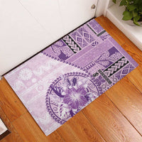 Samoa Siapo Elegant Rubber Doormat Hibiscus Violet Motifs - Polynesian Pride