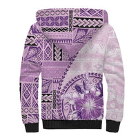 Samoa Siapo Elegant Sherpa Hoodie Hibiscus Violet Motifs - Polynesian Pride