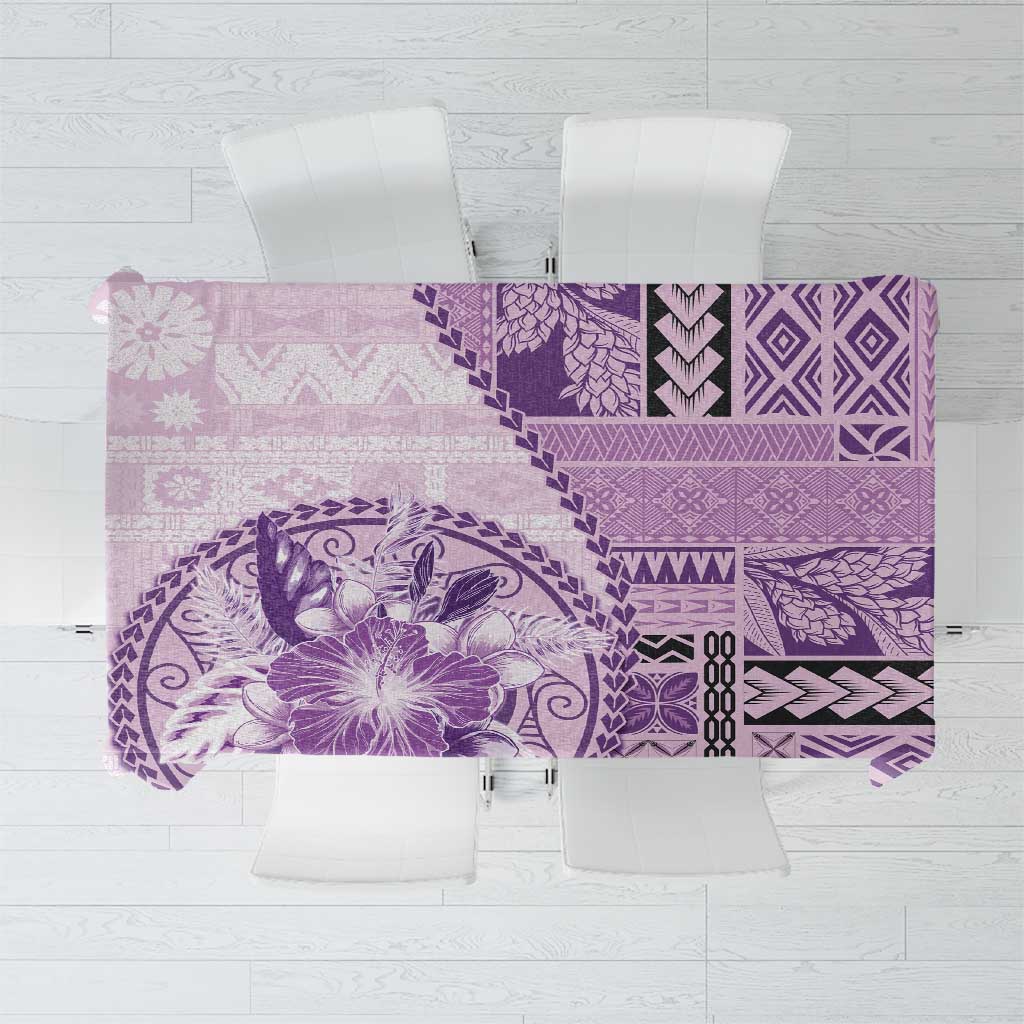 Samoa Siapo Elegant Tablecloth Hibiscus Violet Motifs - Polynesian Pride