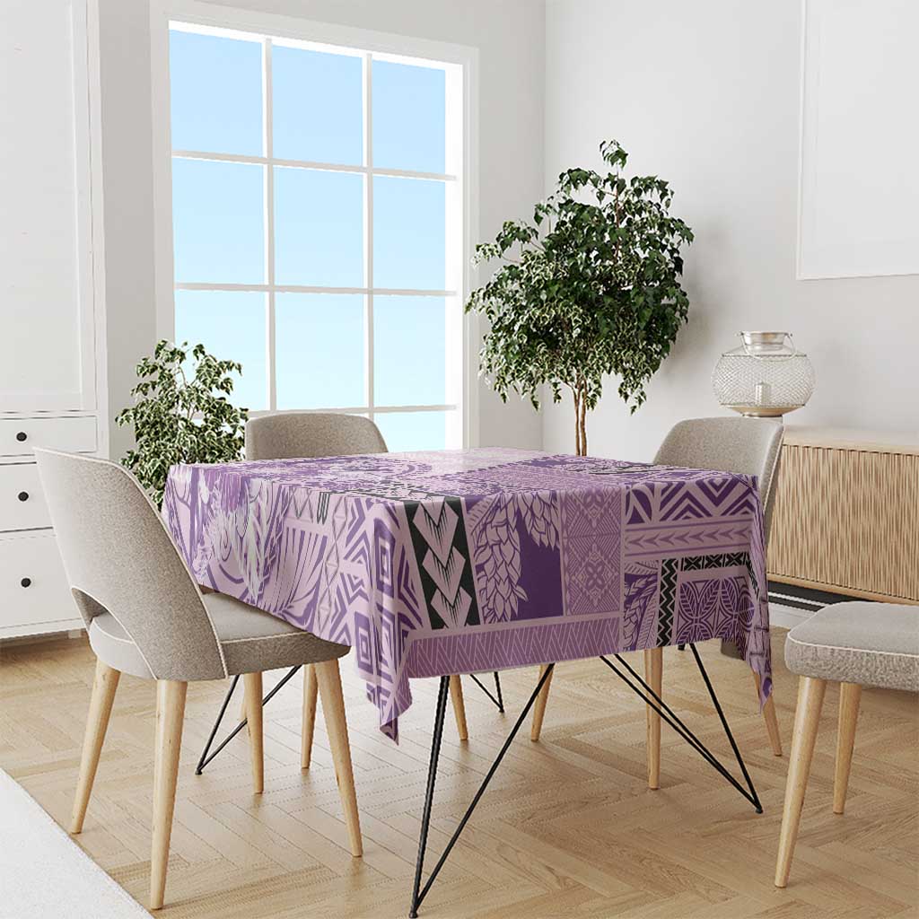 Samoa Siapo Elegant Tablecloth Hibiscus Violet Motifs - Polynesian Pride