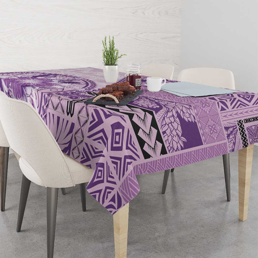 Samoa Siapo Elegant Tablecloth Hibiscus Violet Motifs - Polynesian Pride