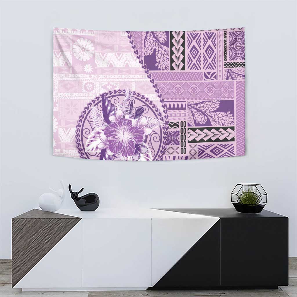 Samoa Siapo Elegant Tapestry Hibiscus Violet Motifs - Polynesian Pride