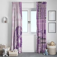 Samoa Siapo Elegant Window Curtain Hibiscus Violet Motifs LT05 - Polynesian Pride