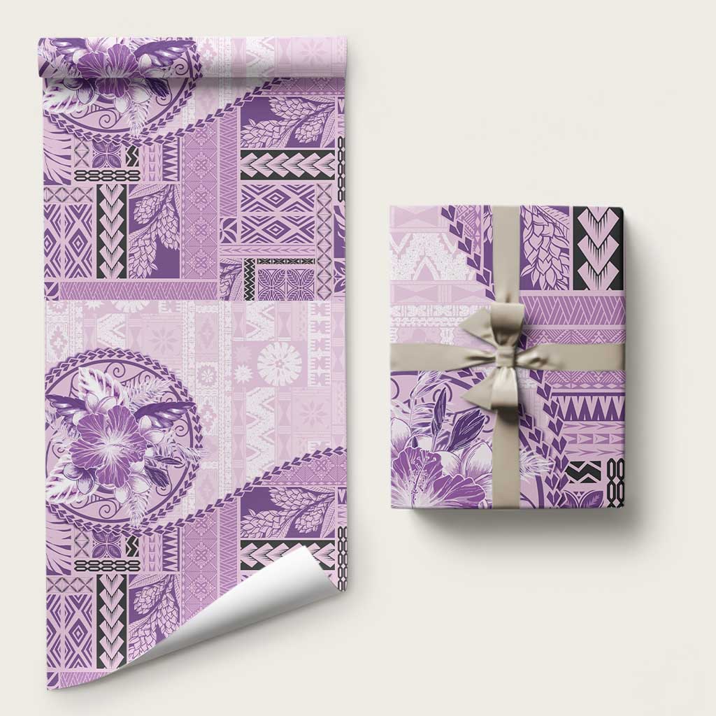 Samoa Siapo Elegant Wrapping Paper Hibiscus Violet Motifs - Polynesian Pride