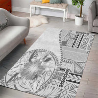 Samoa Siapo Elegant Area Rug Hibiscus White Motifs LT05 - Polynesian Pride