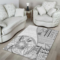 Samoa Siapo Elegant Area Rug Hibiscus White Motifs LT05 - Polynesian Pride