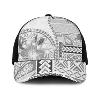 Samoa Siapo Elegant Baseball Net Cap Hibiscus White Motifs - Polynesian Pride