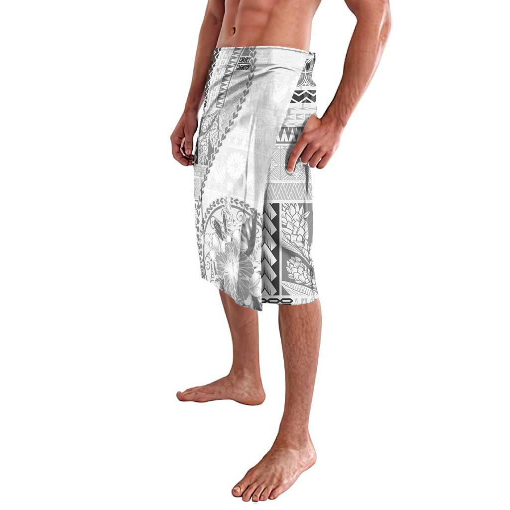 Samoa Siapo Elegant Lavalava Hibiscus White Motifs - Polynesian Pride