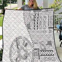 Samoa Siapo Elegant Quilt Hibiscus White Motifs - Polynesian Pride