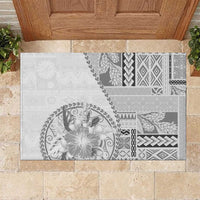 Samoa Siapo Elegant Rubber Doormat Hibiscus White Motifs - Polynesian Pride