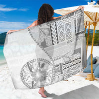 Samoa Siapo Elegant Sarong Hibiscus White Motifs LT05 One Size 44 x 66 inches White - Polynesian Pride
