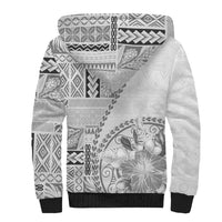 Samoa Siapo Elegant Sherpa Hoodie Hibiscus White Motifs - Polynesian Pride