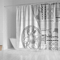 Samoa Siapo Elegant Shower Curtain Hibiscus White Motifs - Polynesian Pride