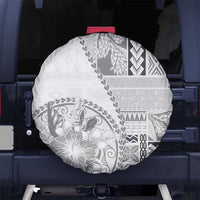 Samoa Siapo Elegant Spare Tire Cover Hibiscus White Motifs - Polynesian Pride