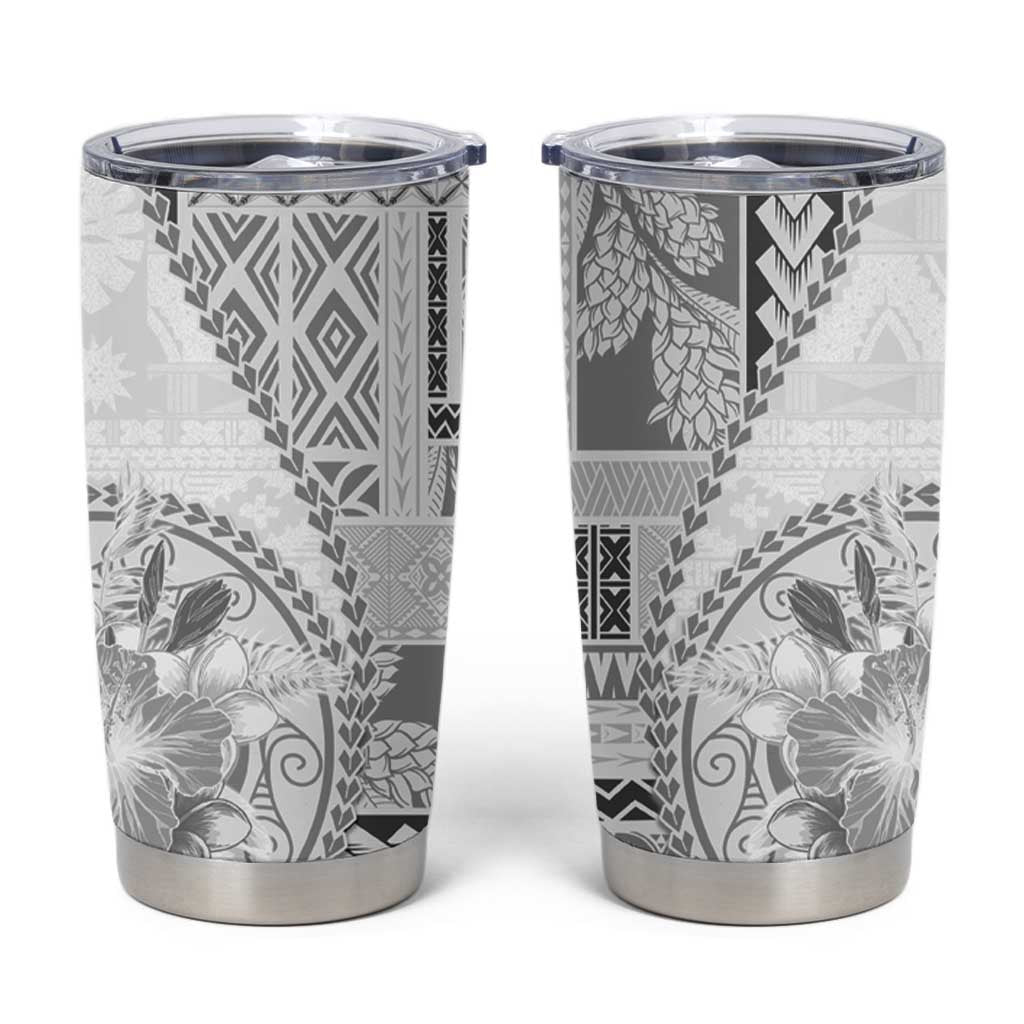 Samoa Siapo Elegant Tumbler Cup Hibiscus White Motifs - Polynesian Pride