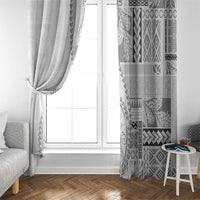 Samoa Siapo Elegant Window Curtain Hibiscus White Motifs LT05 - Polynesian Pride