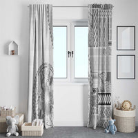 Samoa Siapo Elegant Window Curtain Hibiscus White Motifs LT05 - Polynesian Pride