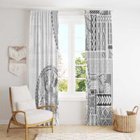 Samoa Siapo Elegant Window Curtain Hibiscus White Motifs LT05 - Polynesian Pride