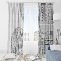 Samoa Siapo Elegant Window Curtain Hibiscus White Motifs LT05 - Polynesian Pride