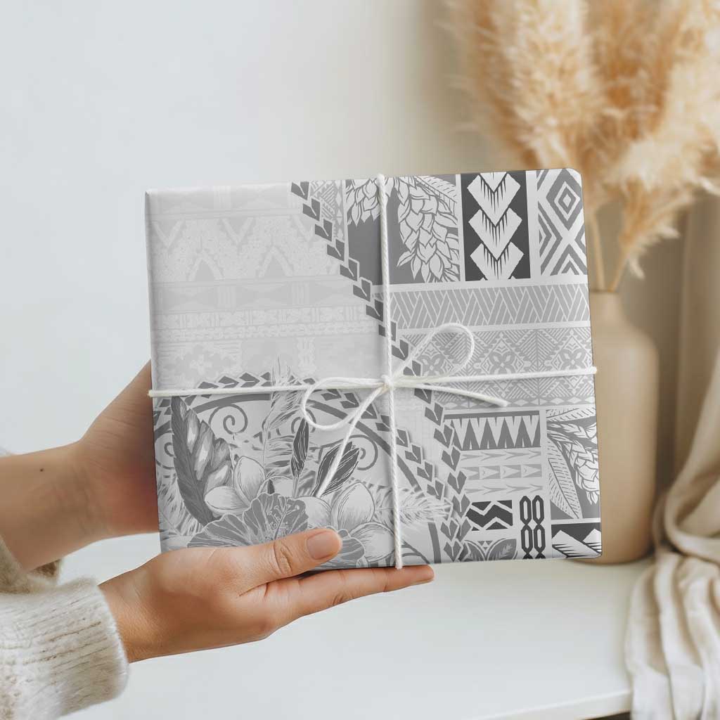 Samoa Siapo Elegant Wrapping Paper Hibiscus White Motifs - Polynesian Pride