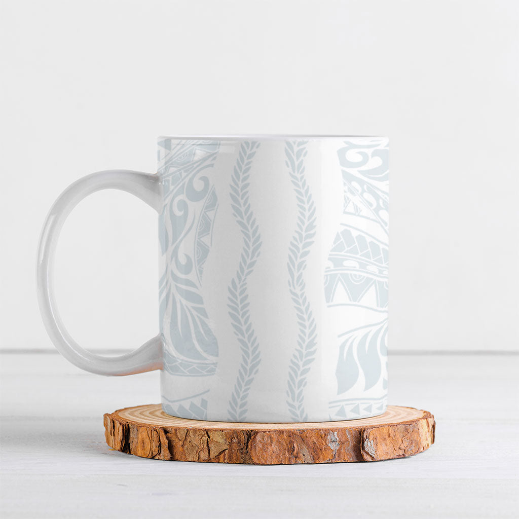 Samoa Lotu Tamaiti Ceramic Mug Teuila With Tribal Motifs LT05 White - Polynesian Pride