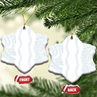 Samoa Lotu Tamaiti Ceramic Ornament Teuila With Tribal Motifs LT05 Snow Flake White - Polynesian Pride