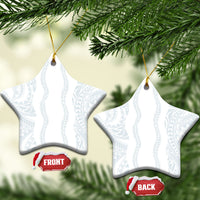 Samoa Lotu Tamaiti Ceramic Ornament Teuila With Tribal Motifs LT05 Star White - Polynesian Pride