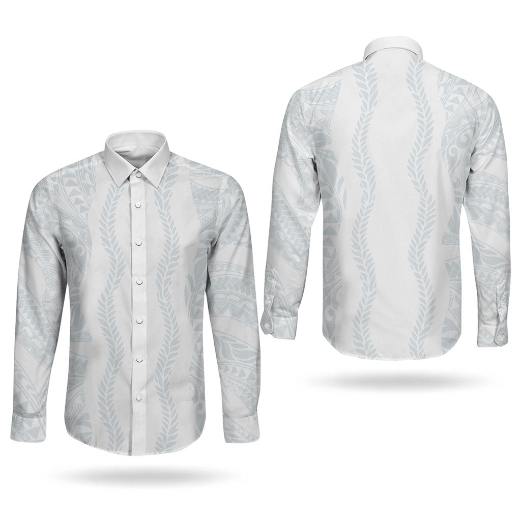 Samoa Lotu Tamaiti Couples Matching Tank Maxi Dress and Long Sleeve Button Shirt Teuila With Tribal Motifs LT05 - Polynesian Pride