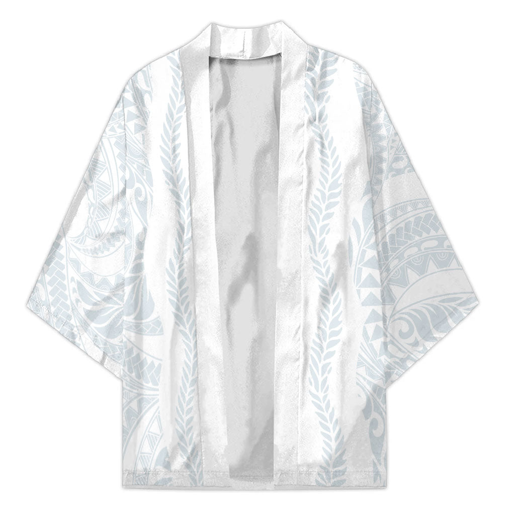 Samoa Lotu Tamaiti Kimono Teuila With Tribal Motifs LT05 Unisex White - Polynesian Pride