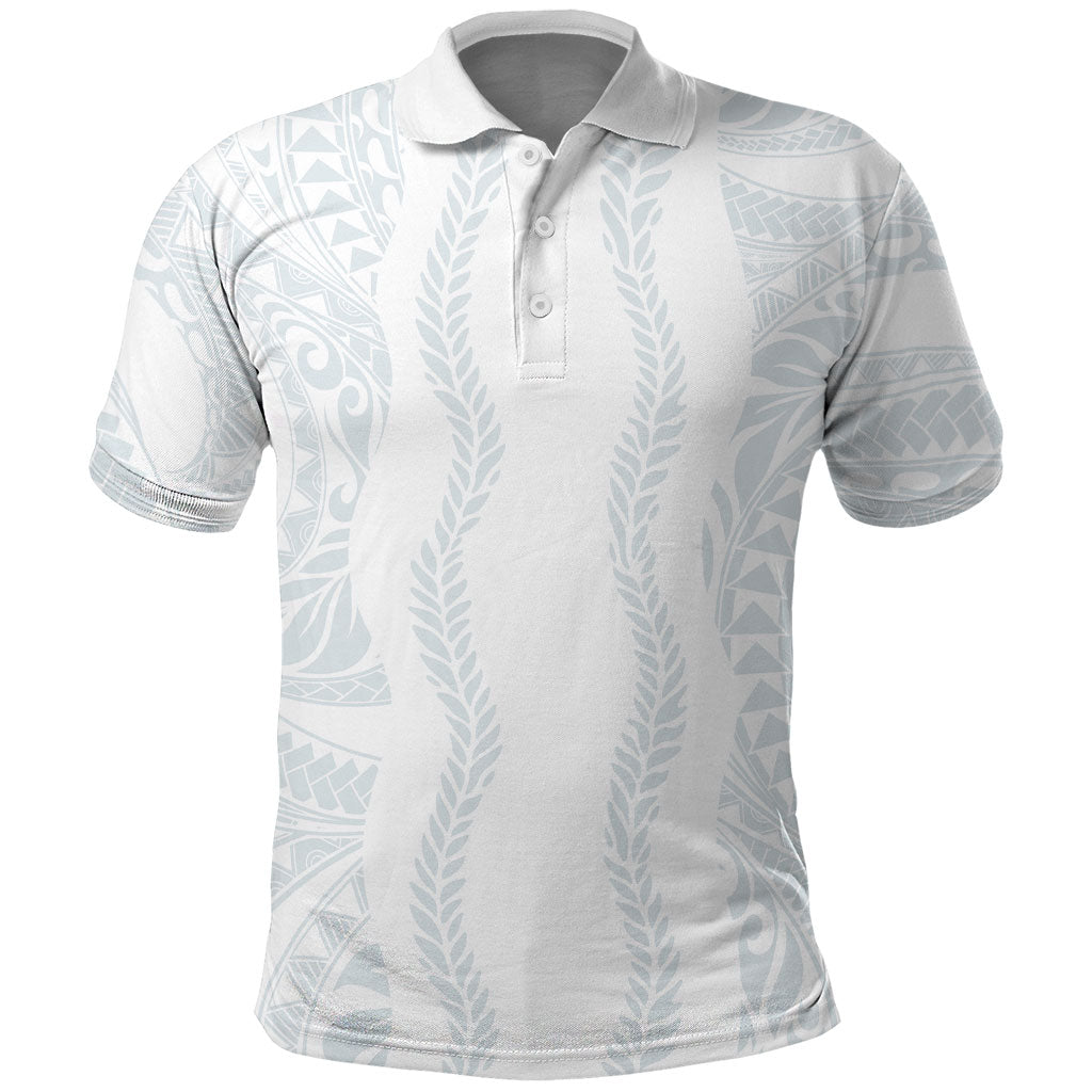 Samoa Lotu Tamaiti Polo Shirt Teuila With Tribal Motifs LT05 White - Polynesian Pride