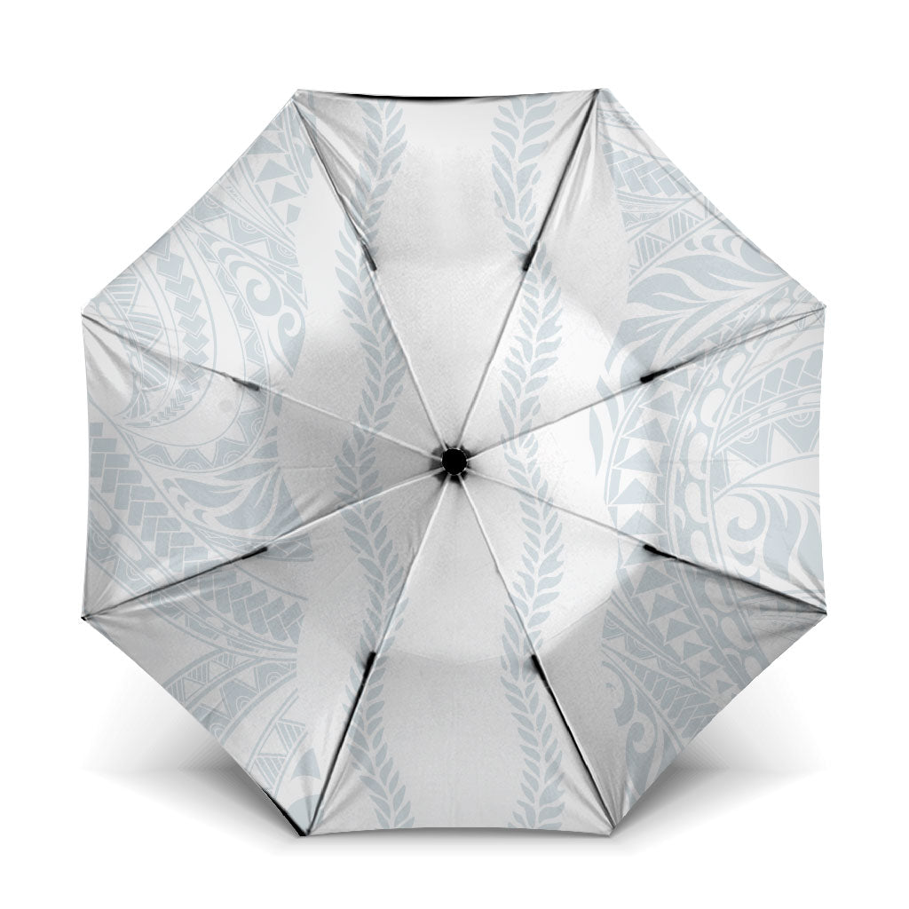 Samoa Lotu Tamaiti Umbrella Teuila With Tribal Motifs LT05 One Size Folded 11.42 inch Opened Diameter 37.4 inch White - Polynesian Pride