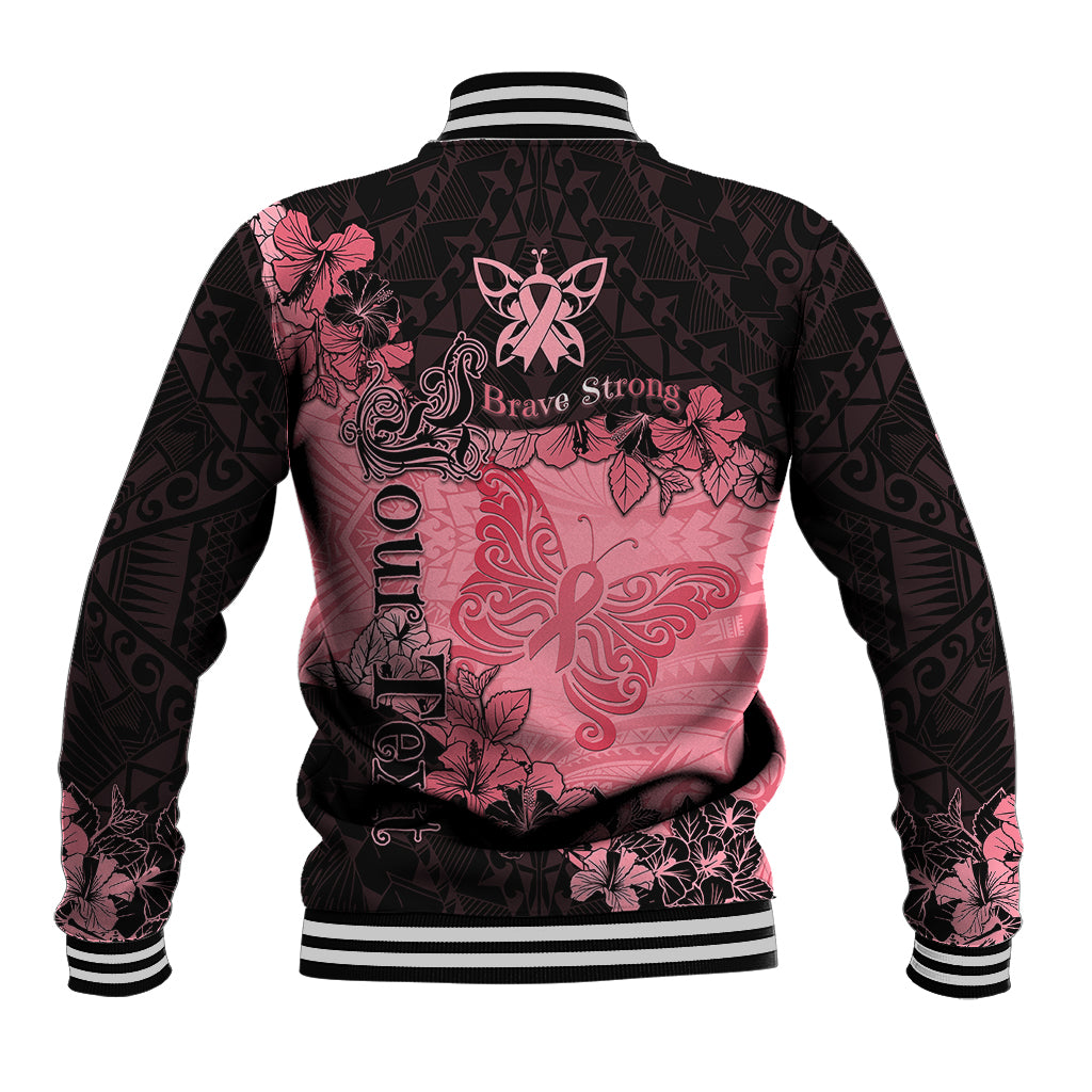 Personalized Breast Cancer Baseball Jacket Survivor Polynesian Ribbon Butterfly LT05 - Polynesian Pride