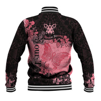 Personalized Breast Cancer Baseball Jacket Survivor Polynesian Ribbon Butterfly LT05 - Polynesian Pride