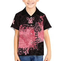 Personalized Breast Cancer Family Matching Tank Maxi Dress and Hawaiian Shirt Survivor Polynesian Ribbon Butterfly LT05 Son's Shirt Pink - Polynesian Pride