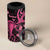 Personalised Breast Cancer Awareness 4 in 1 Can Cooler Tumbler Ribbon Polynesian Pattern Black Version