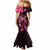 Personalized Breast Cancer Awareness Mermaid Dress Ribbon Polynesian Pattern Black Version LT05 - Polynesian Pride