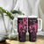 Personalised Breast Cancer Awareness Tumbler With Handle Ribbon Polynesian Pattern Black Version