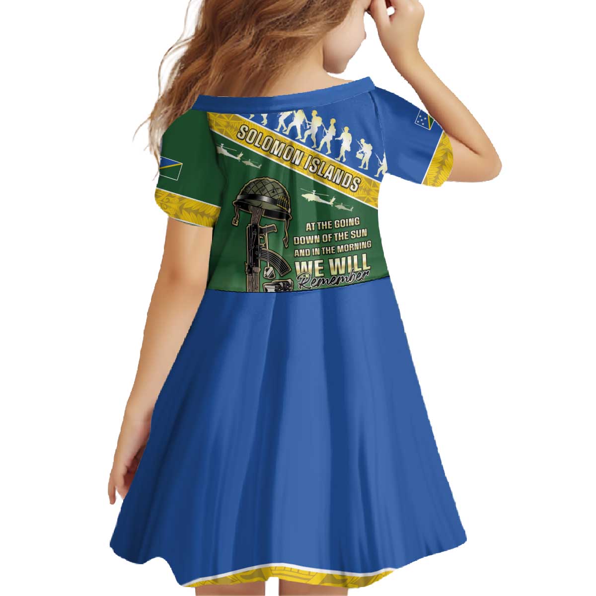 Solomon Islands Remembrance Day Family Matching Off The Shoulder Long Sleeve Dress and Hawaiian Shirt Lest We Forget LT05 - Polynesian Pride