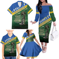 Solomon Islands Remembrance Day Family Matching Off The Shoulder Long Sleeve Dress and Hawaiian Shirt Lest We Forget LT05 - Polynesian Pride